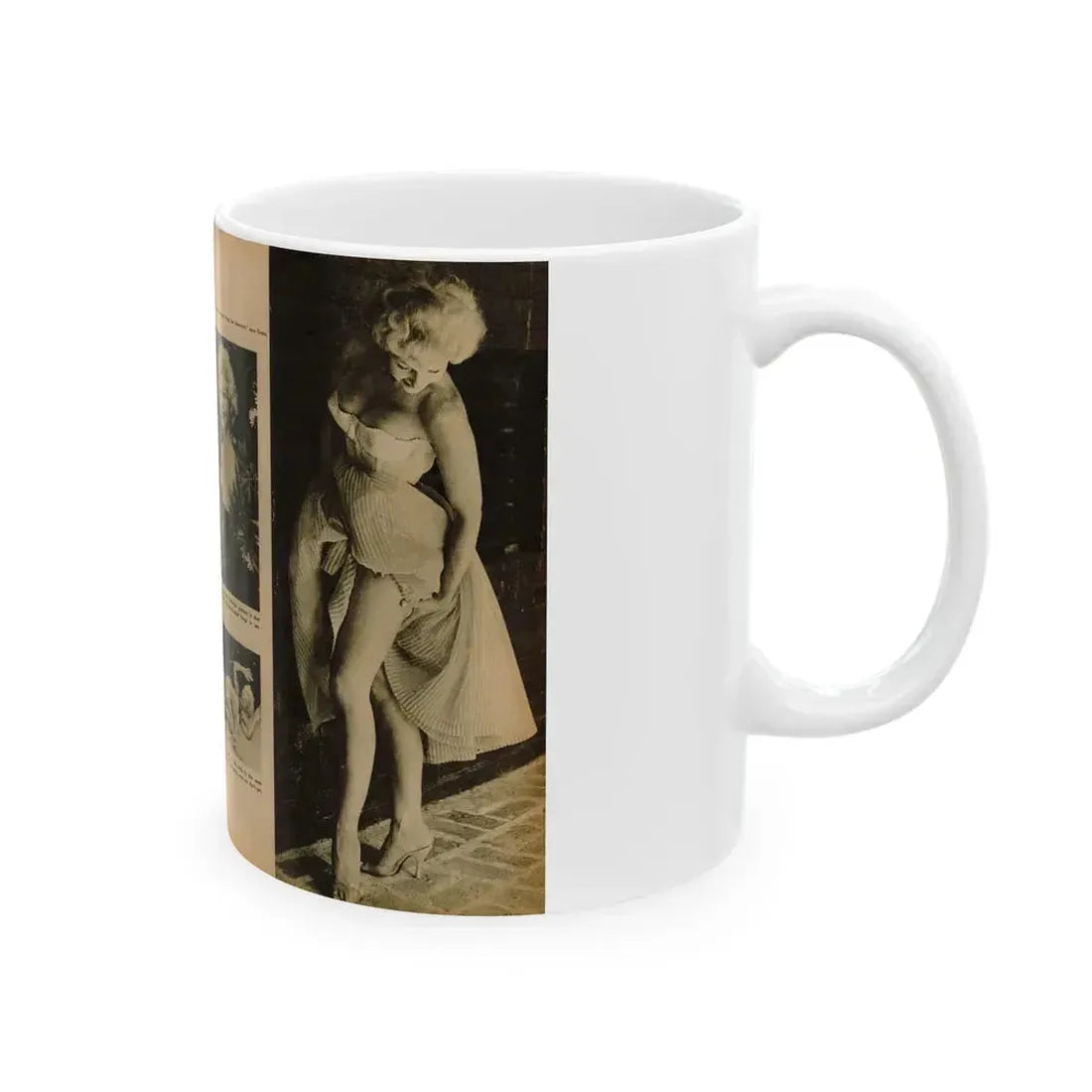 Greta Thyssen #136 - 2 Pages 4 B&W Photos & Captions from Fury Mag. June '57 (Vintage Female Icon) White Coffee Mug - Go Mug Yourself