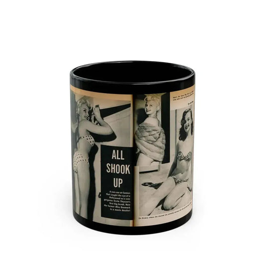 Greta Thyssen #137 - 2 Pages, 3 B&W Photos & Captions from VUE Digest Mag. Nov. '59 (Vintage Female Icon) Black Coffee Mug 11oz - Go Mug Yourself
