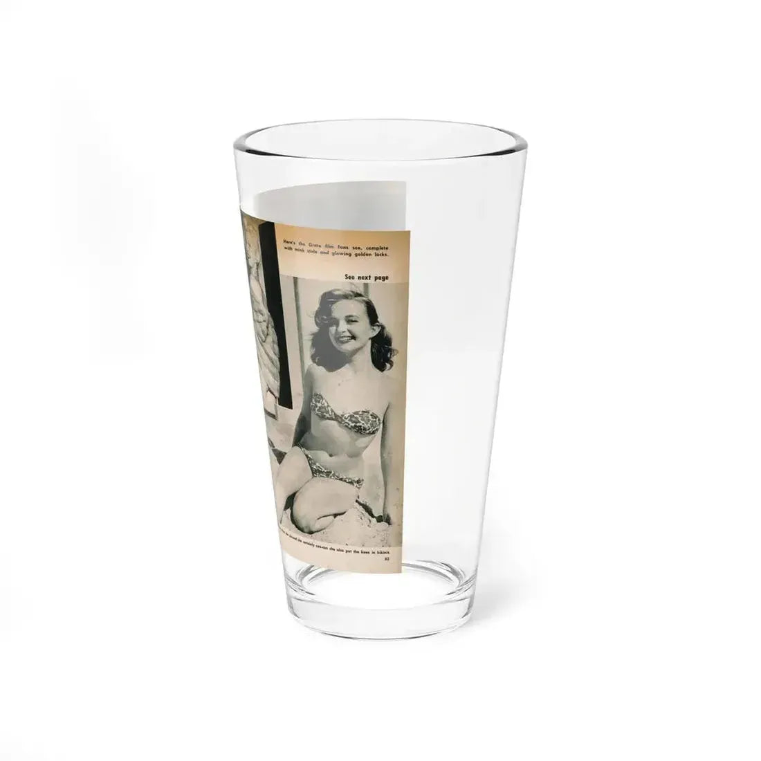 Greta Thyssen #137 - 2 Pages, 3 B&W Photos & Captions from VUE Digest Mag. Nov. '59 (Vintage Female Icon) Pint Glass 16oz - Go Mug Yourself