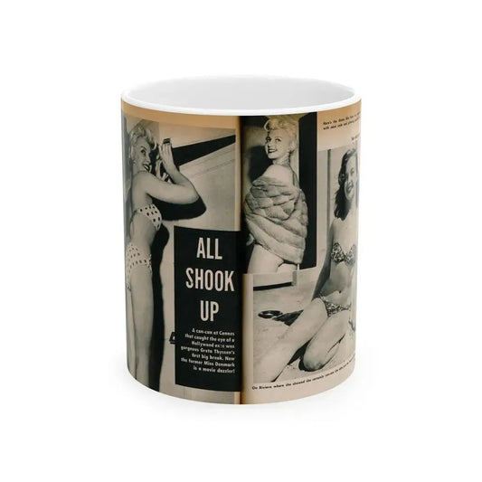 Greta Thyssen #137 - 2 Pages, 3 B&W Photos & Captions from VUE Digest Mag. Nov. '59 (Vintage Female Icon) White Coffee Mug 11oz - Go Mug Yourself