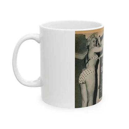 Greta Thyssen #137 - 2 Pages, 3 B&W Photos & Captions from VUE Digest Mag. Nov. '59 (Vintage Female Icon) White Coffee Mug - Go Mug Yourself