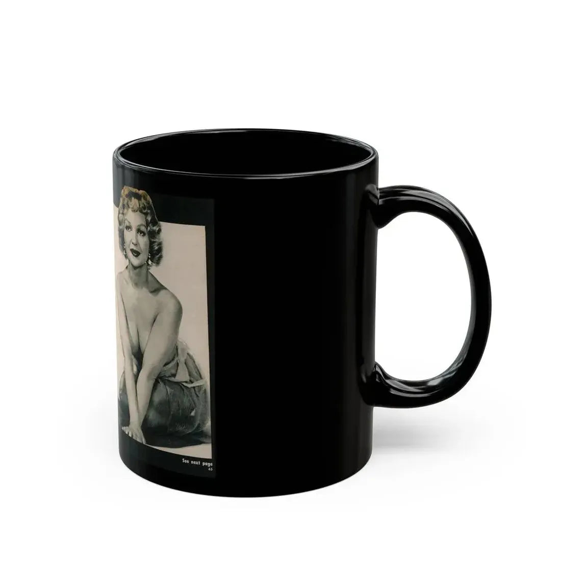 Greta Thyssen #138 - 2 Pages, 3 B&W Photos & Captions from VUE Digest Mag. Nov. '59 (Vintage Female Icon) Black Coffee Mug - Go Mug Yourself