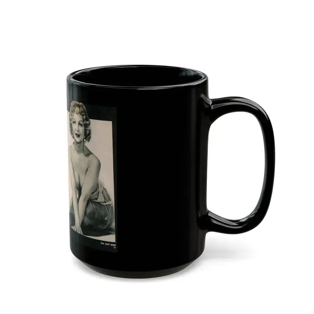 Greta Thyssen #138 - 2 Pages, 3 B&W Photos & Captions from VUE Digest Mag. Nov. '59 (Vintage Female Icon) Black Coffee Mug - Go Mug Yourself