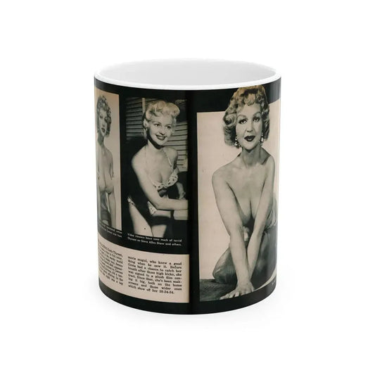 Greta Thyssen #138 - 2 Pages, 3 B&W Photos & Captions from VUE Digest Mag. Nov. '59 (Vintage Female Icon) White Coffee Mug 11oz - Go Mug Yourself