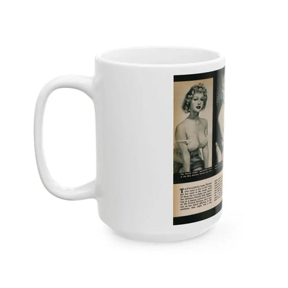 Greta Thyssen #138 - 2 Pages, 3 B&W Photos & Captions from VUE Digest Mag. Nov. '59 (Vintage Female Icon) White Coffee Mug - Go Mug Yourself