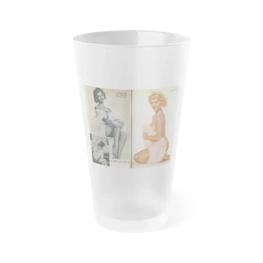Greta Thyssen #139 - 2 Pages, 1 B&W Photo & Color plus Captions from VUE Digest Mag. Nov. '59 (Vintage Female Icon) Frosted Pint Glass 16oz 16oz Frosted - Go Mug Yourself