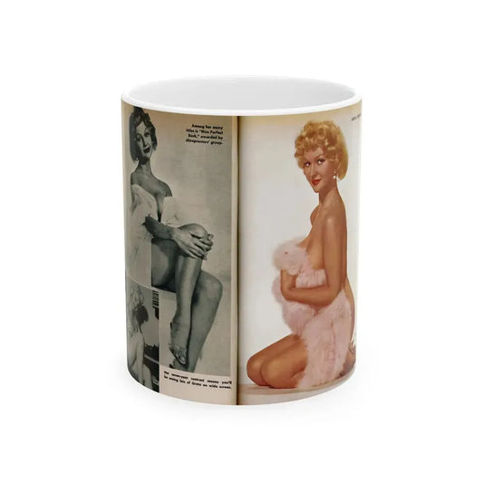 Greta Thyssen #139 - 2 Pages, 1 B&W Photo & Color plus Captions from VUE Digest Mag. Nov. '59 (Vintage Female Icon) White Coffee Mug 11oz - Go Mug Yourself