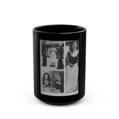 Greta Thyssen #14 - American Beauties Mag. '53 - 3 B&W Photos (Vintage Female Icon) Black Coffee Mug 15oz - Go Mug Yourself