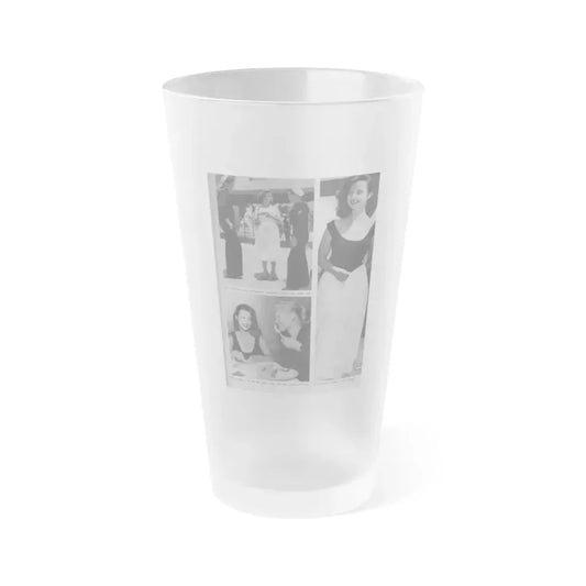 Greta Thyssen #14 - American Beauties Mag. '53 - 3 B&W Photos (Vintage Female Icon) Frosted Pint Glass 16oz 16oz Frosted - Go Mug Yourself