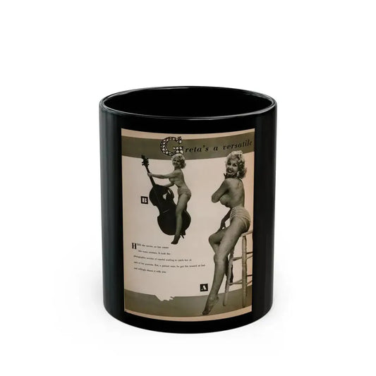 Greta Thyssen #141 - 1 Page & 2 B&W Photos & Captions from Jem Mag. June '58 (Vintage Female Icon) Black Coffee Mug 11oz - Go Mug Yourself