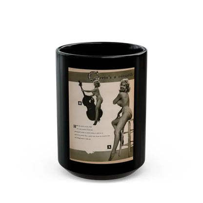 Greta Thyssen #141 - 1 Page & 2 B&W Photos & Captions from Jem Mag. June '58 (Vintage Female Icon) Black Coffee Mug 15oz - Go Mug Yourself