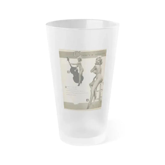 Greta Thyssen #141 - 1 Page & 2 B&W Photos & Captions from Jem Mag. June '58 (Vintage Female Icon) Frosted Pint Glass 16oz 16oz Frosted - Go Mug Yourself