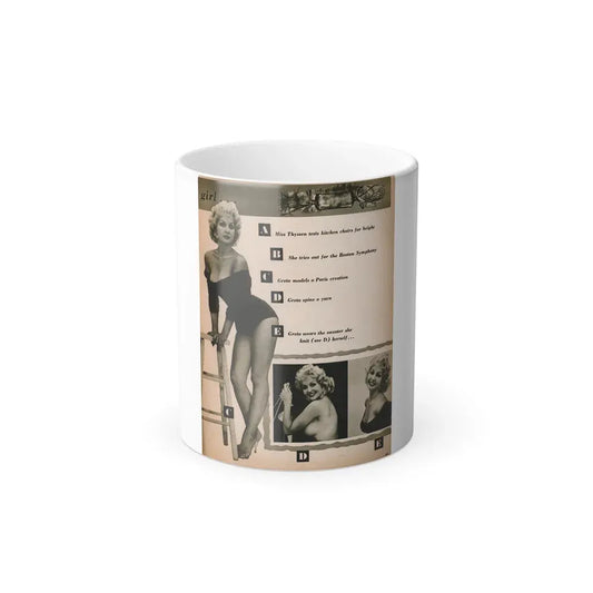 Greta Thyssen #142 - 1 Pages & 3 B&W Photos & Captions from Jem Mag. June '58 (Vintage Female Icon) Color Changing Mug 11oz 11oz - Go Mug Yourself