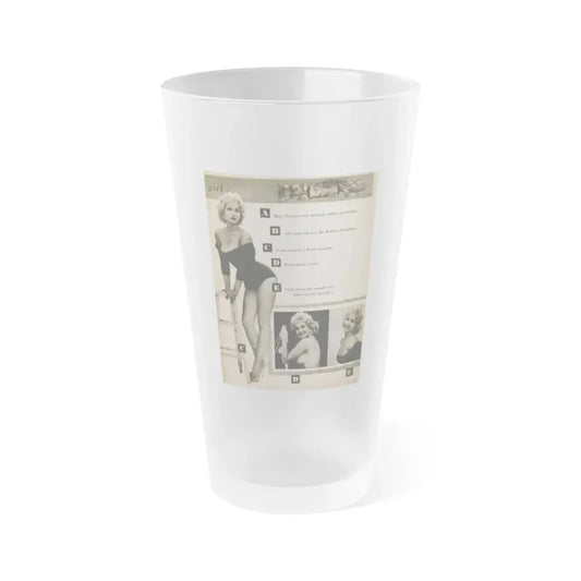 Greta Thyssen #142 - 1 Pages & 3 B&W Photos & Captions from Jem Mag. June '58 (Vintage Female Icon) Frosted Pint Glass 16oz 16oz Frosted - Go Mug Yourself