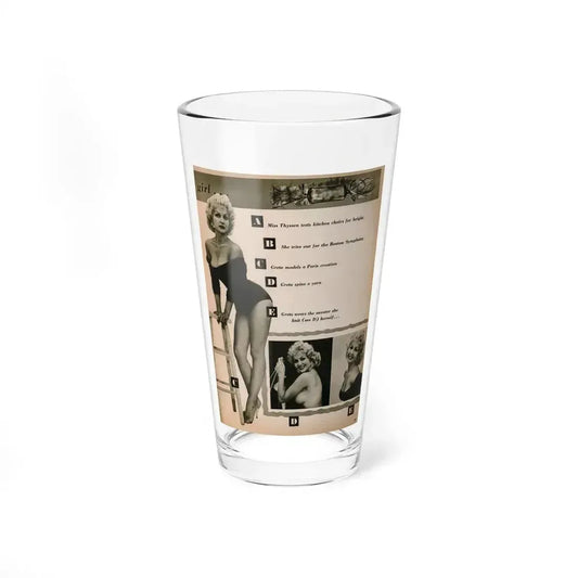 Greta Thyssen #142 - 1 Pages & 3 B&W Photos & Captions from Jem Mag. June '58 (Vintage Female Icon) Pint Glass 16oz 16oz - Go Mug Yourself