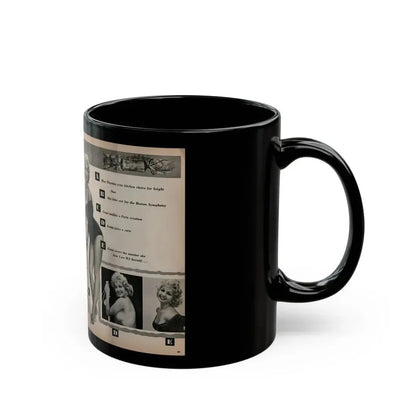 Greta Thyssen #142 - Pages 1 & 2 of 4 with 5 B&W Photos, Captions & Headlines from Jem Mag. June '58 (Vintage Female Icon) Black Coffee Mug - Go Mug Yourself