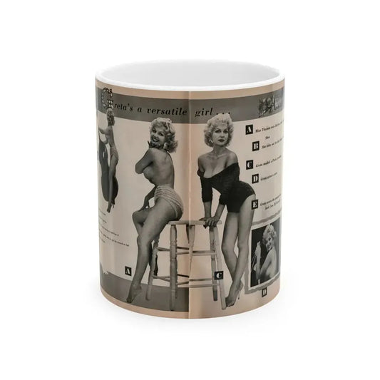 Greta Thyssen #142 - Pages 1 & 2 of 4 with 5 B&W Photos, Captions & Headlines from Jem Mag. June '58 (Vintage Female Icon) White Coffee Mug 11oz - Go Mug Yourself