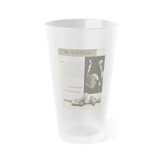 Greta Thyssen #145 - 1 Pages & 2 B&W Photos, Captions & Short Paragraph from Jem Mag. June '58 (Vintage Female Icon) Frosted Pint Glass 16oz 16oz Frosted - Go Mug Yourself