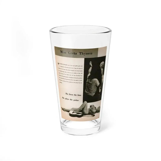 Greta Thyssen #145 - 1 Pages & 2 B&W Photos, Captions & Short Paragraph from Jem Mag. June '58 (Vintage Female Icon) Pint Glass 16oz 16oz - Go Mug Yourself