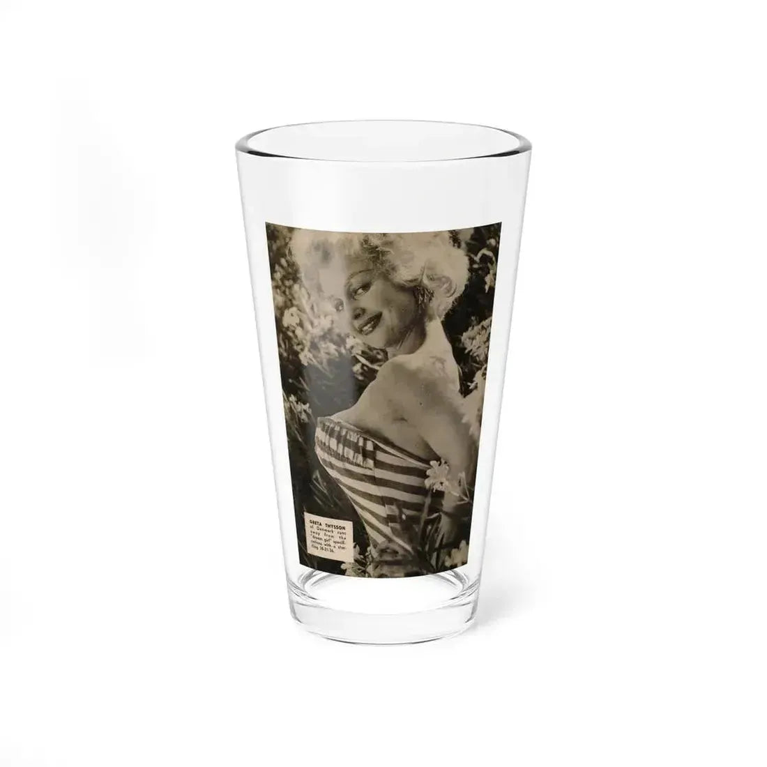Greta Thyssen #146 - 1 Page, 1 B&W Photo & Caption from PIC Digest Mag. September '58 (Vintage Female Icon) Pint Glass 16oz 16oz - Go Mug Yourself