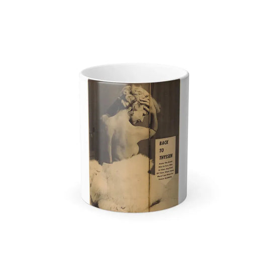 Greta Thyssen #149 - 1 Page, 1 Square Middle Centerfold B&W Photo & Caption from Glance April '59 (Vintage Female Icon) Color Changing Mug 11oz 11oz - Go Mug Yourself