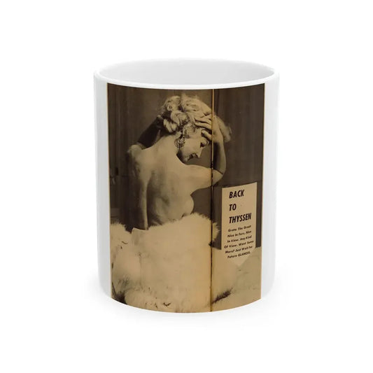 Greta Thyssen #149 - 1 Page, 1 Square Middle Centerfold B&W Photo & Caption from Glance April '59 (Vintage Female Icon) White Coffee Mug 11oz - Go Mug Yourself