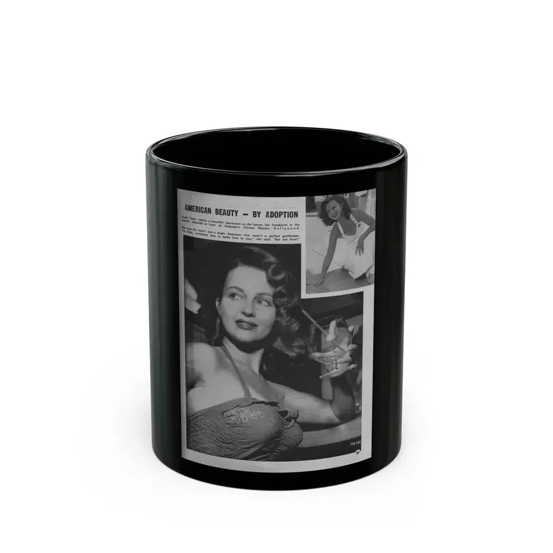 Greta Thyssen #15 - American Beauties Mag. '53 - 2 B&W Photos (Vintage Female Icon) Black Coffee Mug 11oz - Go Mug Yourself
