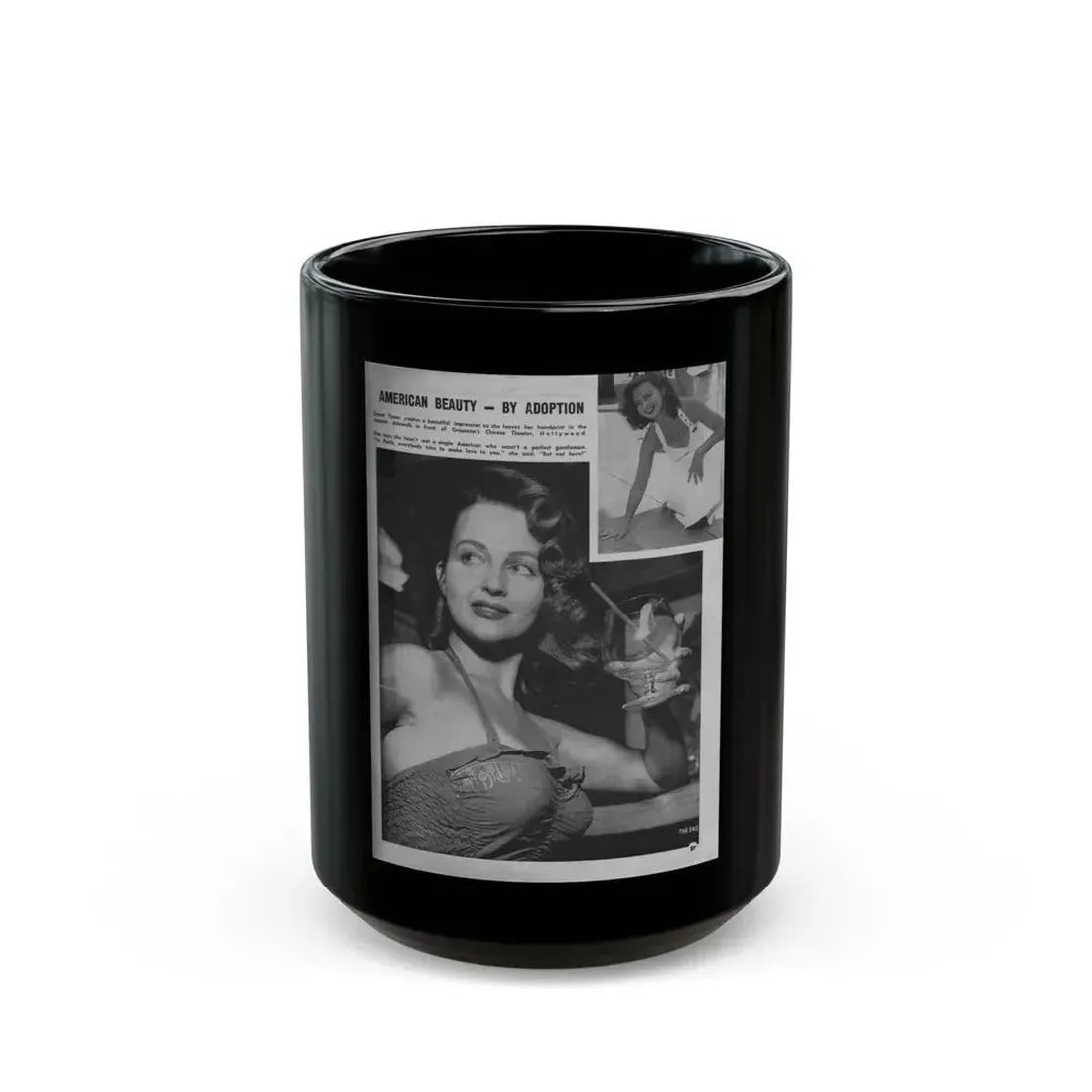 Greta Thyssen #15 - American Beauties Mag. '53 - 2 B&W Photos (Vintage Female Icon) Black Coffee Mug 15oz - Go Mug Yourself