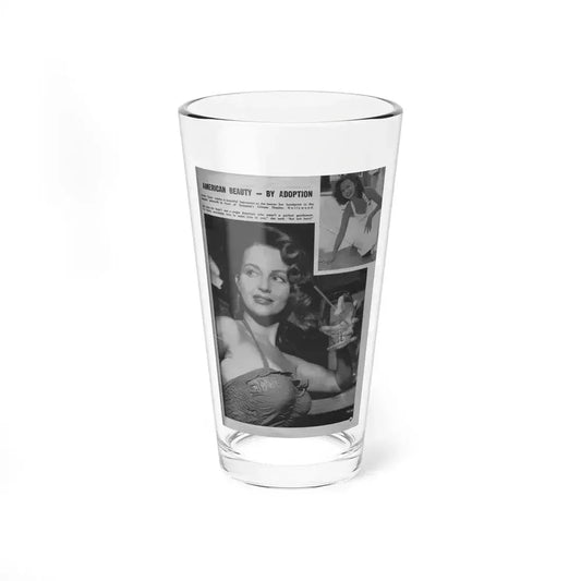 Greta Thyssen #15 - American Beauties Mag. '53 - 2 B&W Photos (Vintage Female Icon) Pint Glass 16oz 16oz - Go Mug Yourself