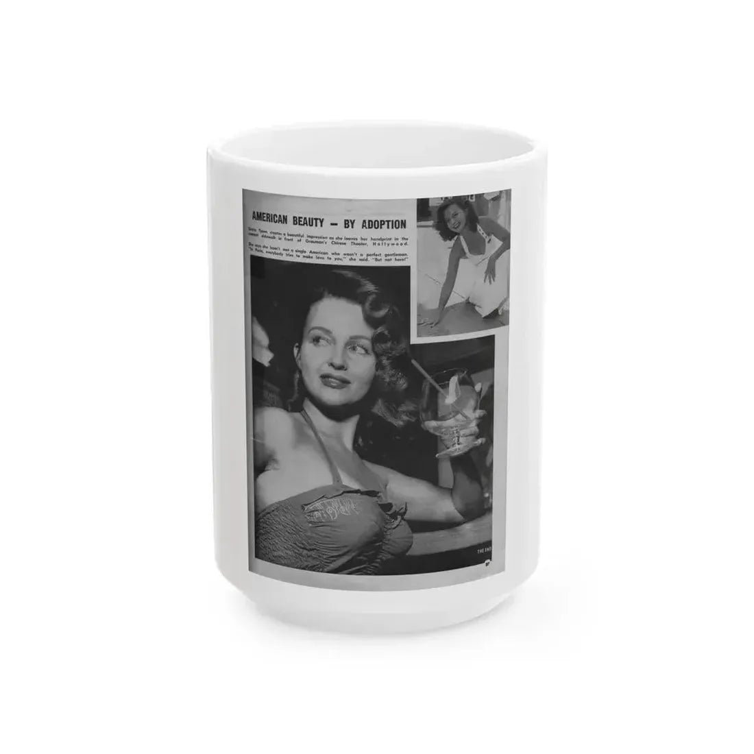 Greta Thyssen #15 - American Beauties Mag. '53 - 2 B&W Photos (Vintage Female Icon) White Coffee Mug 15oz - Go Mug Yourself
