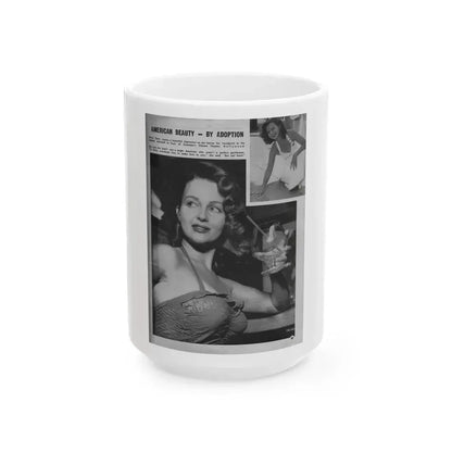 Greta Thyssen #15 - American Beauties Mag. '53 - 2 B&W Photos (Vintage Female Icon) White Coffee Mug 15oz - Go Mug Yourself