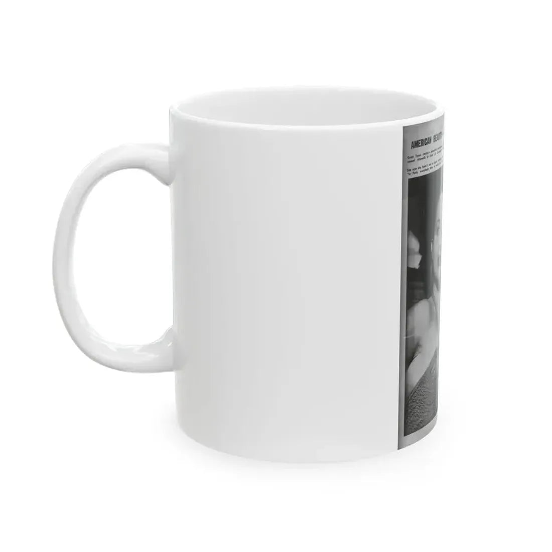 Greta Thyssen #15 - American Beauties Mag. '53 - 2 B&W Photos (Vintage Female Icon) White Coffee Mug - Go Mug Yourself