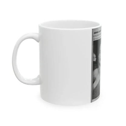 Greta Thyssen #15 - American Beauties Mag. '53 - 2 B&W Photos (Vintage Female Icon) White Coffee Mug - Go Mug Yourself