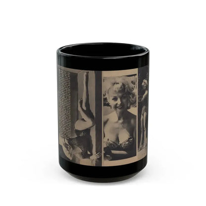 Greta Thyssen #157 - Pages 2 & 3 of 5 with, 3 B&W Photos & Article from Xcitement Digest Mag. June '57 (Vintage Female Icon) Black Coffee Mug 15oz - Go Mug Yourself