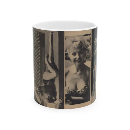 Greta Thyssen #157 - Pages 2 & 3 of 5 with, 3 B&W Photos & Article from Xcitement Digest Mag. June '57 (Vintage Female Icon) White Coffee Mug 11oz - Go Mug Yourself