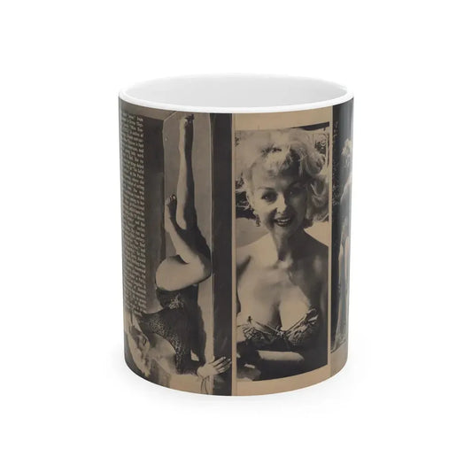 Greta Thyssen #157 - Pages 2 & 3 of 5 with, 3 B&W Photos & Article from Xcitement Digest Mag. June '57 (Vintage Female Icon) White Coffee Mug 11oz - Go Mug Yourself