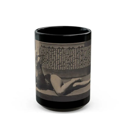 Greta Thyssen #158 - Pages 2 of 5 with, 1 B&W Full Page Centerfold with, Article from Xcitement Digest Mag. June '57 (Vintage Female Icon) Black Coffee Mug 15oz - Go Mug Yourself