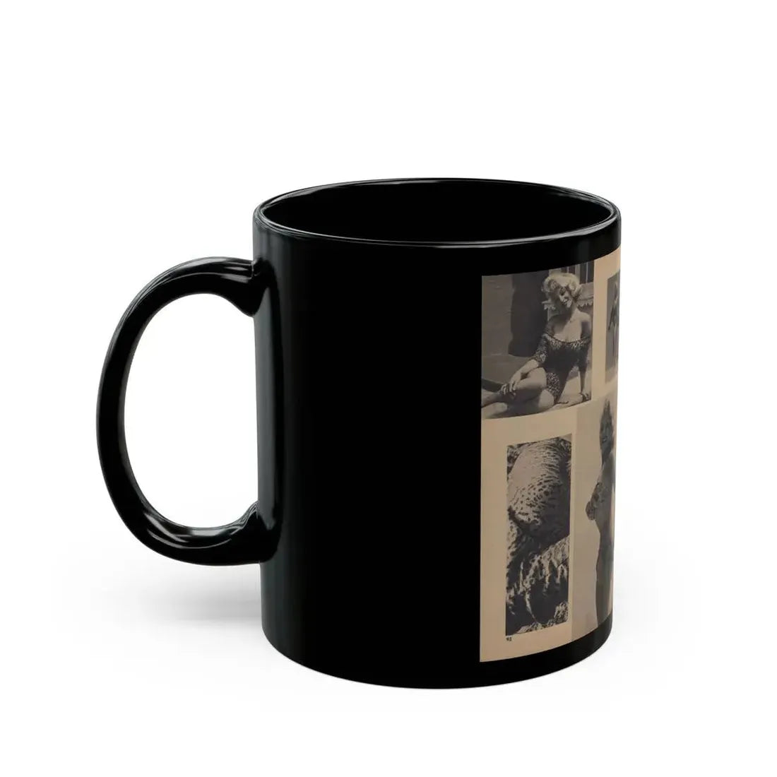 Greta Thyssen #159 - Pages 4 & 5 of 5 with, 5 B&W Photos & Caption from Xcitement Digest Mag. June '57 (Vintage Female Icon) Black Coffee Mug - Go Mug Yourself