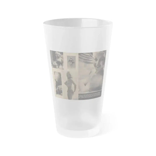 Greta Thyssen #159 - Pages 4 & 5 of 5 with, 5 B&W Photos & Caption from Xcitement Digest Mag. June '57 (Vintage Female Icon) Frosted Pint Glass 16oz 16oz Frosted - Go Mug Yourself