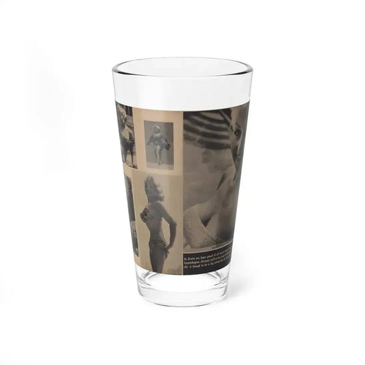 Greta Thyssen #159 - Pages 4 & 5 of 5 with, 5 B&W Photos & Caption from Xcitement Digest Mag. June '57 (Vintage Female Icon) Pint Glass 16oz 16oz - Go Mug Yourself