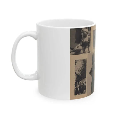 Greta Thyssen #159 - Pages 4 & 5 of 5 with, 5 B&W Photos & Caption from Xcitement Digest Mag. June '57 (Vintage Female Icon) White Coffee Mug - Go Mug Yourself