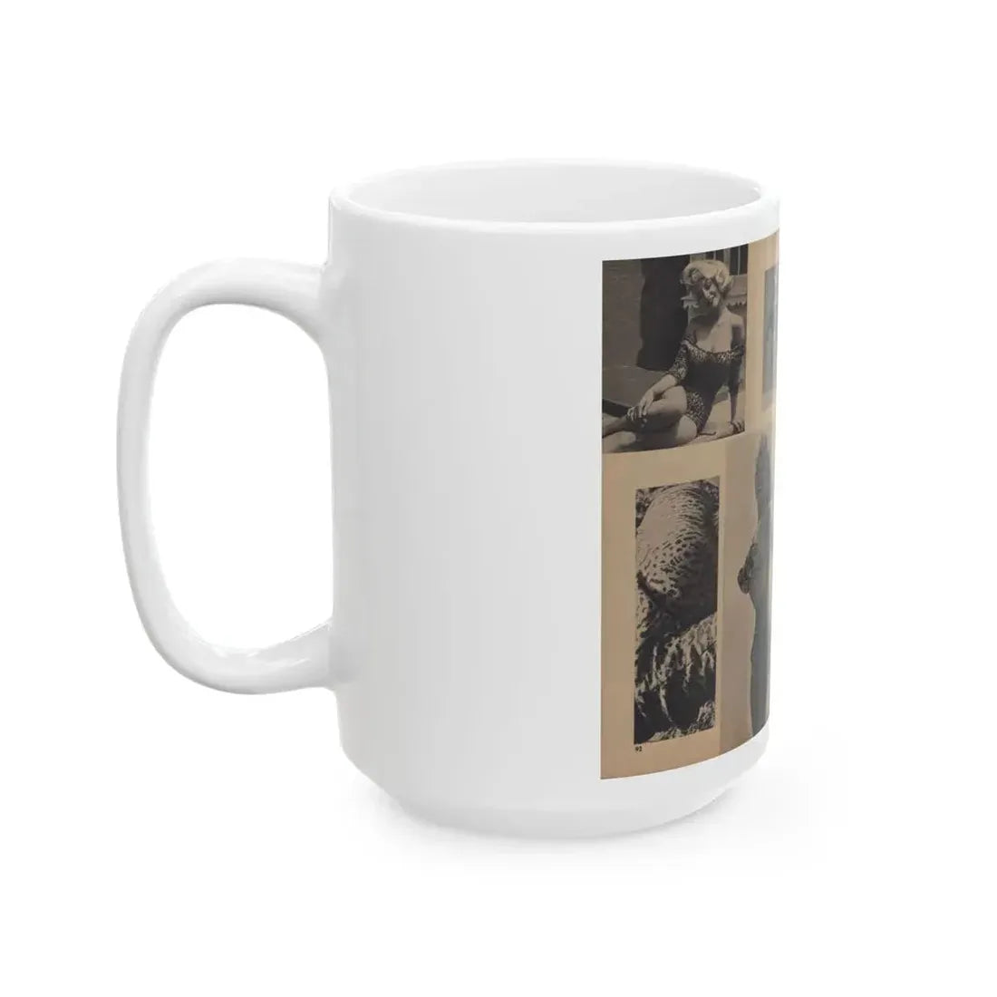 Greta Thyssen #159 - Pages 4 & 5 of 5 with, 5 B&W Photos & Caption from Xcitement Digest Mag. June '57 (Vintage Female Icon) White Coffee Mug - Go Mug Yourself