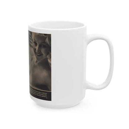 Greta Thyssen #159 - Pages 4 & 5 of 5 with, 5 B&W Photos & Caption from Xcitement Digest Mag. June '57 (Vintage Female Icon) White Coffee Mug - Go Mug Yourself