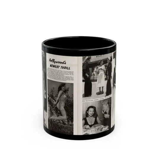 Greta Thyssen #16 - American Beauties Mag. '53 - 2 Pages with, 5 B&W Photos (Vintage Female Icon) Black Coffee Mug 11oz - Go Mug Yourself