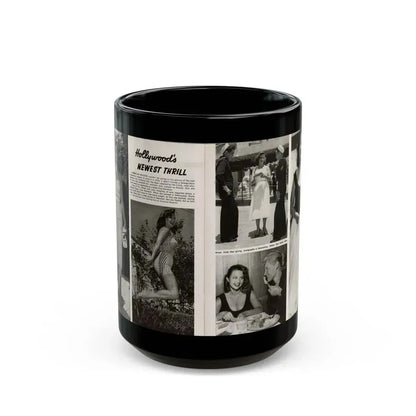 Greta Thyssen #16 - American Beauties Mag. '53 - 2 Pages with, 5 B&W Photos (Vintage Female Icon) Black Coffee Mug 15oz - Go Mug Yourself
