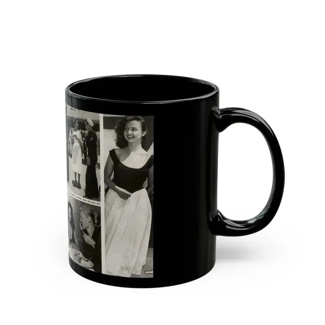 Greta Thyssen #16 - American Beauties Mag. '53 - 2 Pages with, 5 B&W Photos (Vintage Female Icon) Black Coffee Mug - Go Mug Yourself