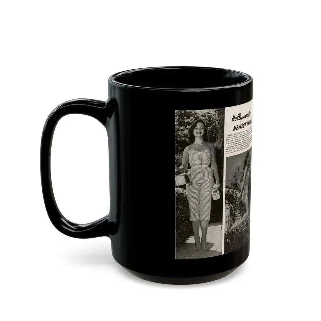 Greta Thyssen #16 - American Beauties Mag. '53 - 2 Pages with, 5 B&W Photos (Vintage Female Icon) Black Coffee Mug - Go Mug Yourself