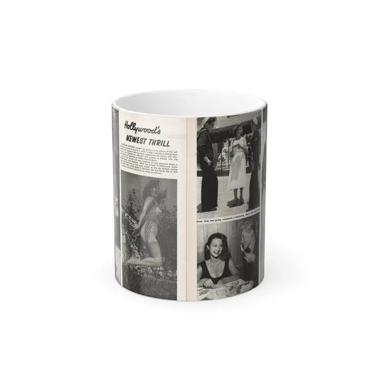 Greta Thyssen #16 - American Beauties Mag. '53 - 2 Pages with, 5 B&W Photos (Vintage Female Icon) Color Changing Mug 11oz 11oz - Go Mug Yourself