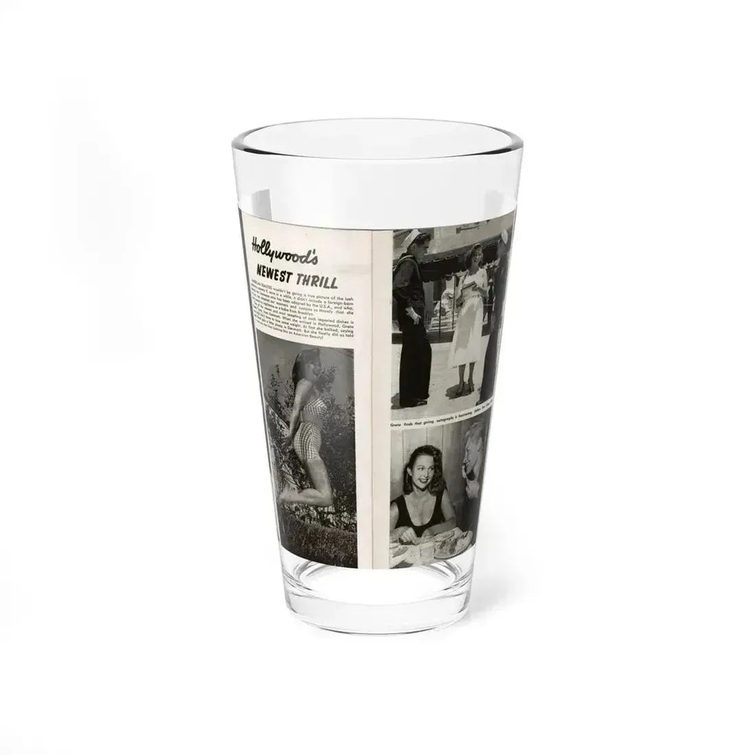 Greta Thyssen #16 - American Beauties Mag. '53 - 2 Pages with, 5 B&W Photos (Vintage Female Icon) Pint Glass 16oz 16oz - Go Mug Yourself