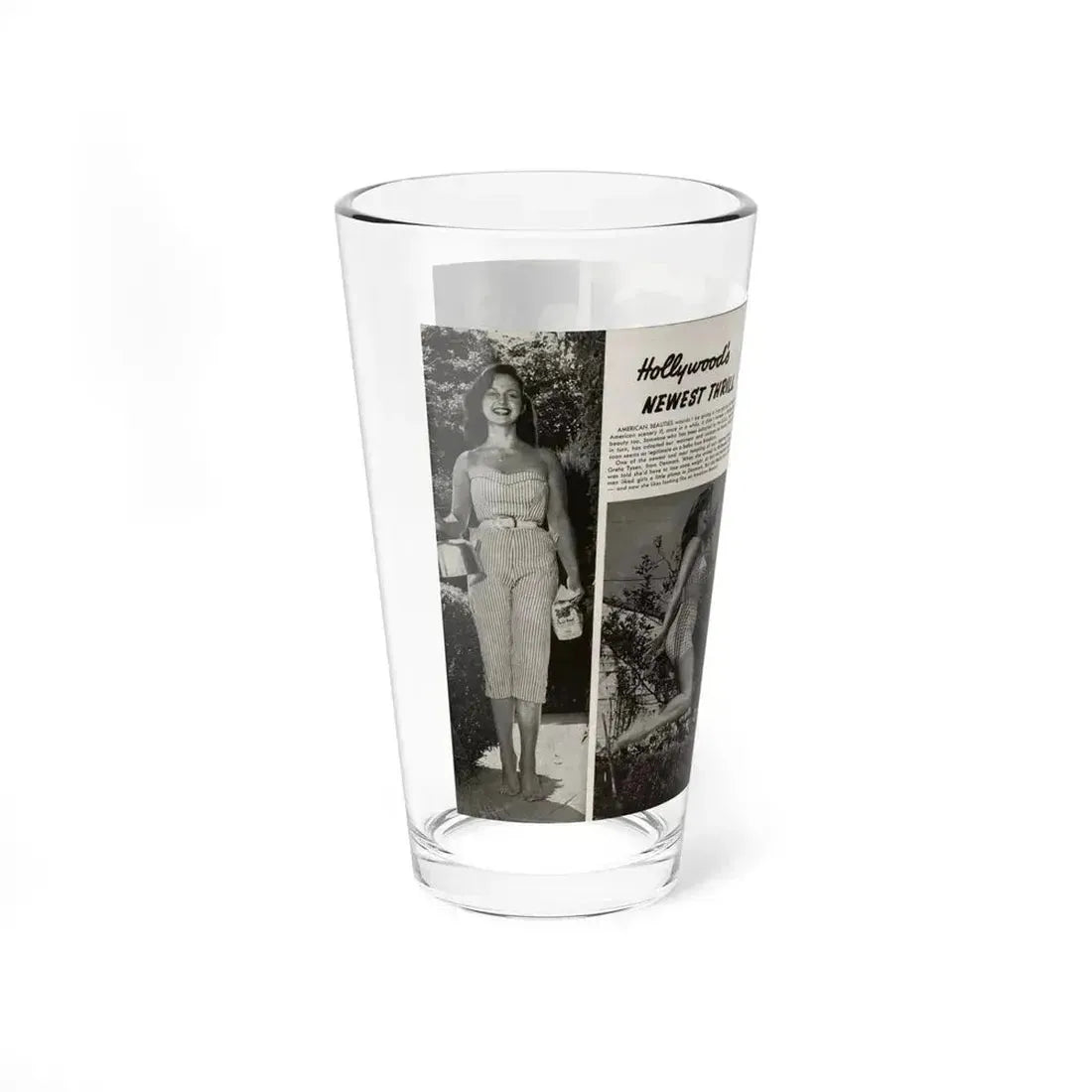 Greta Thyssen #16 - American Beauties Mag. '53 - 2 Pages with, 5 B&W Photos (Vintage Female Icon) Pint Glass 16oz - Go Mug Yourself